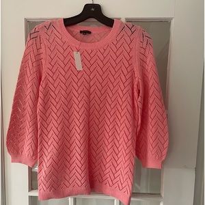 Talbots NWT pink cotton & cotton crochet sweater